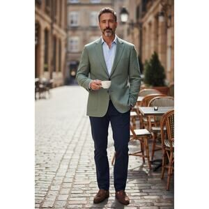 Orvis Mens 100% Silk Blazer Sportcoat Jacket Sz 48 R Soft Green Academia Preppy